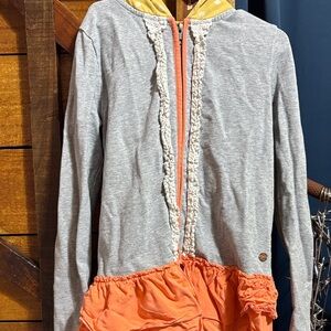 Matilda Jane Gray and Orange Ruffle Zip-Up